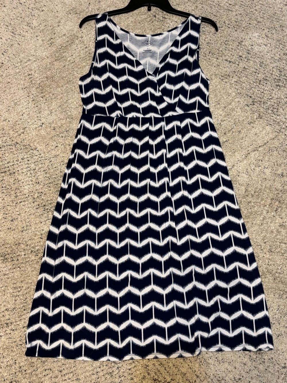 St. John's Bay Navy & White Sleeveless V-Neck Midi Dress